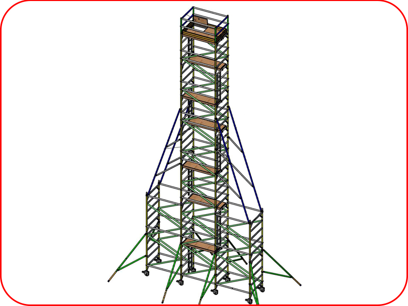 Design Points of Aluminum Scaffolding for Double Width Vertical Ladder